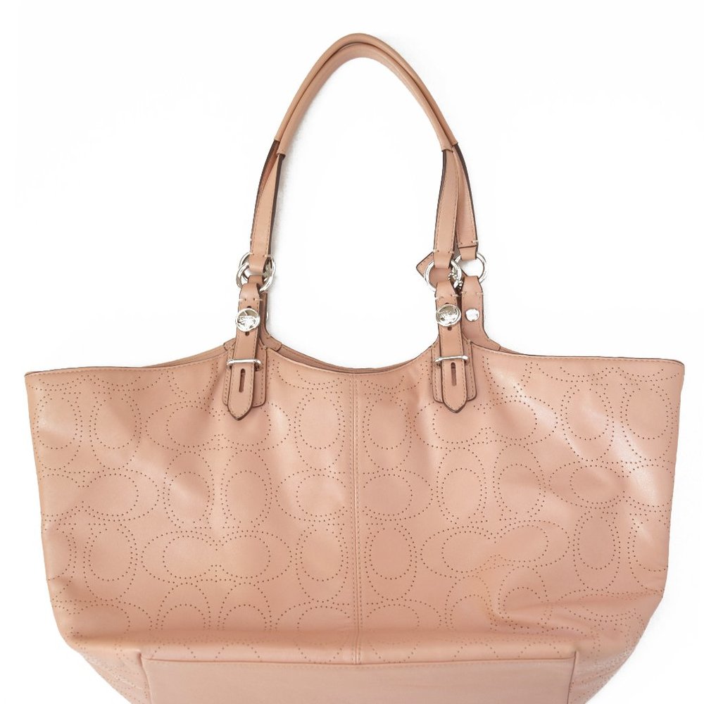 COACH Perforated Signature Pink Leather Tote / Purse - F16598